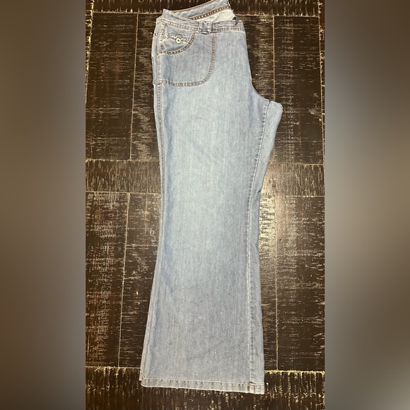 Lane Bryant retro wide leg bell bottom trouser jean seam detail 20W TALL - Picture 3 of 9